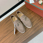 Beige Suede Loafers